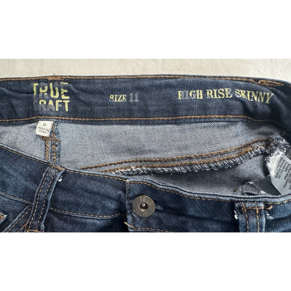 True Craft Jeans High Rise Skinny Women's Size 11 x 25.5 inseam Blue Distressed - Picture 3 of 11